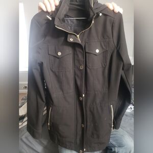 Michael Kors Black and Gold Military Field Coat